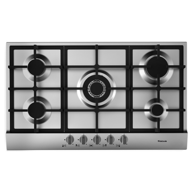 PLAQUE DE CUISSON 5 FEUX FOCUS F.4789X - 86 CM - GRILLE EN FONTE